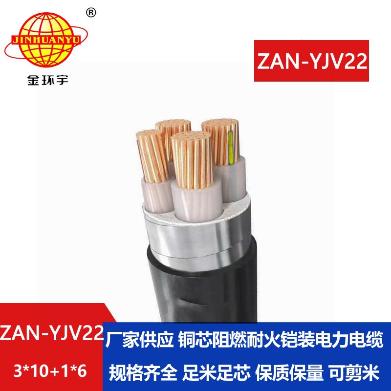 金環(huán)宇電線(xiàn)電纜 ZAN-YJV22-3X10+1X6鎧裝電纜yjv22阻燃